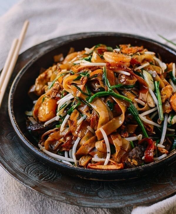delicious dishes in a wok